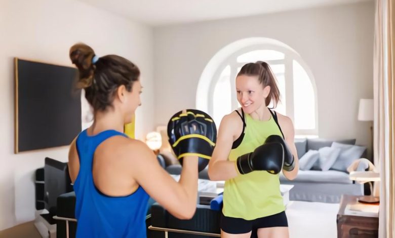 girl-fighting-with-boxing-equipment-and-protective gear